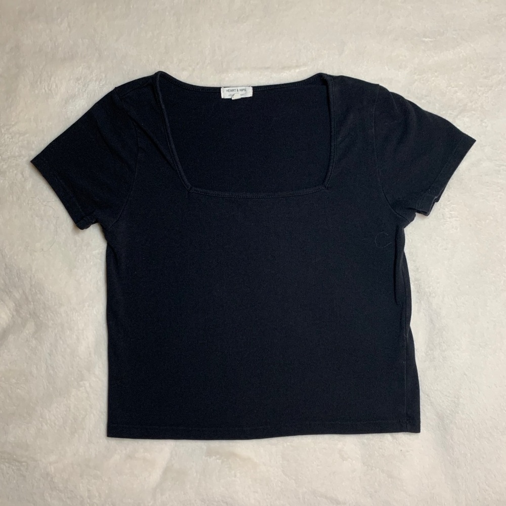 Black Square Neck Crop Top